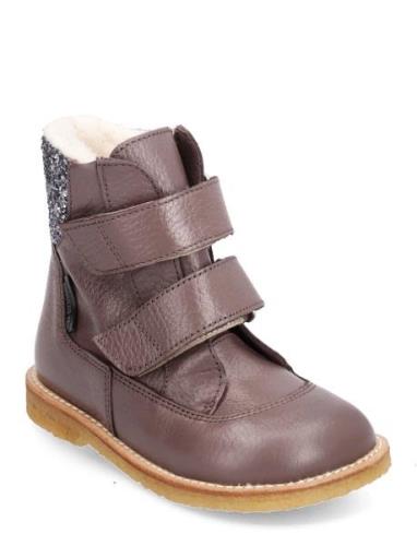 Boots - Flat - With Velcro Talvikengät Tarroilla Purple ANGULUS