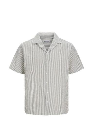 Jjaydan Seersucker Resort Shirt Ss Tops Shirts Short-sleeved White Jac...