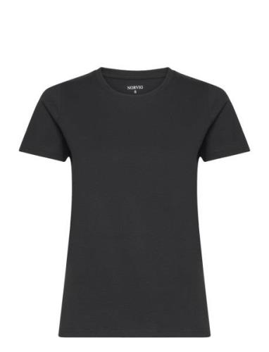 Women's O-Neck Tee Tops T-shirts & Tops Short-sleeved Black NORVIG