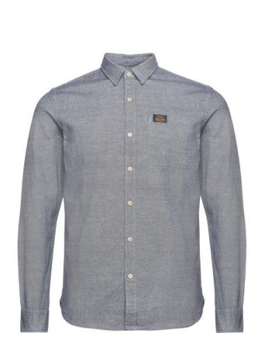 Cotton Workwear Ls Shirt Tops Shirts Casual Blue Superdry