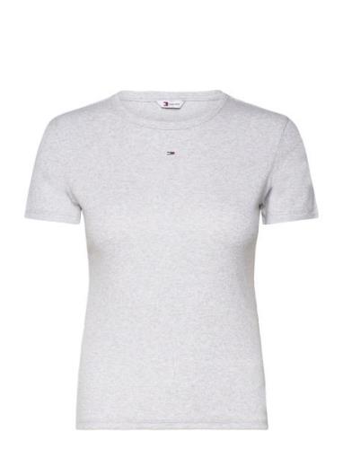 Tjw Slim Essential Rib Ss Ext Tops T-shirts & Tops Short-sleeved Grey ...
