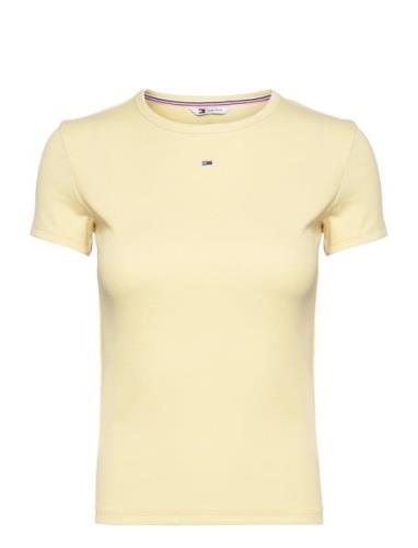 Tjw Slim Essential Rib Ss Tops T-shirts & Tops Short-sleeved Yellow To...
