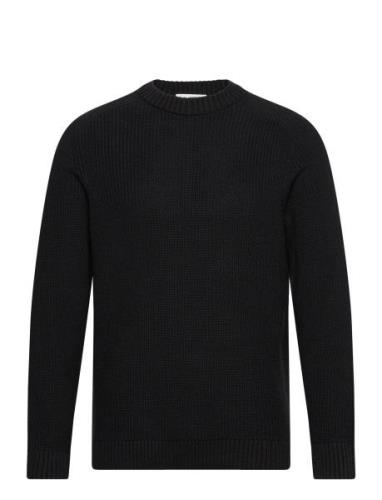 Slhreg-Dan Structure Crew Neck Tops Knitwear Round Necks Black Selecte...