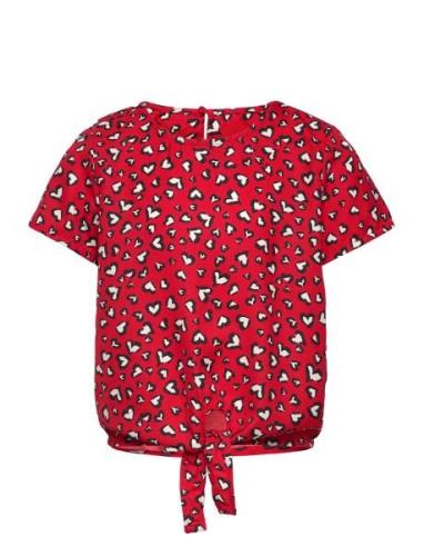 Kogpalma Knot S/S Top Ptm Tops T-shirts Short-sleeved Red Kids Only