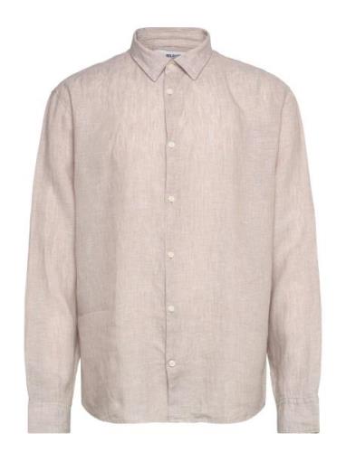 Slhregkylian-Linen Shirt Ls Classic Noos Tops Shirts Casual Beige Sele...