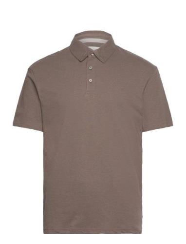 Jprcc Soft Linen Blend Ss Polo Tops Polos Short-sleeved Brown Jack & J...