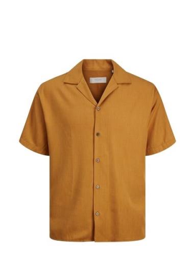 Jprccaaron Tencel Resort Shirt S/S Ln Tops Shirts Short-sleeved Orange...