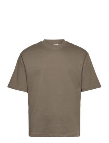 Slhlooseoscar Ss O-Neck Tee Noos Tops T-shirts Short-sleeved Khaki Gre...