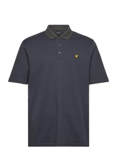 Tonal Texture Polo Tops Polos Short-sleeved Grey Lyle & Scott