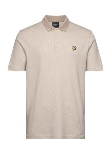 Tonal Texture Polo Tops Polos Short-sleeved Cream Lyle & Scott