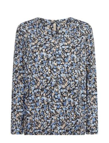 Sc-Felicity Aop Tops Blouses Long-sleeved Blue Soyaconcept