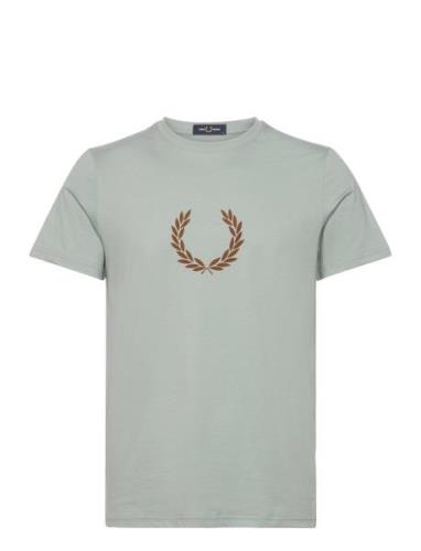 Flocked Laurel W Gra Tee Tops T-shirts Short-sleeved Blue Fred Perry