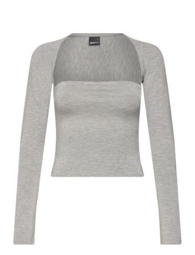 Soft Touch Square Neck Top Tops T-shirts & Tops Long-sleeved Grey Gina...