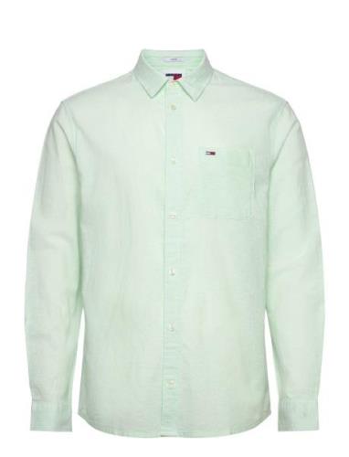 Tjm Reg Linen Blend Shirt Tops Shirts Casual Green Tommy Jeans