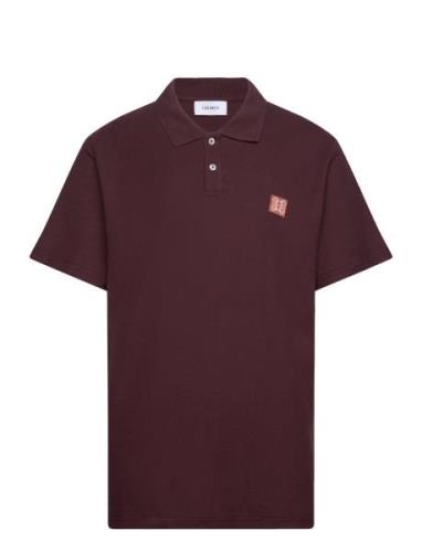 Piece Pique Polo Tops Polos Short-sleeved Burgundy Les Deux