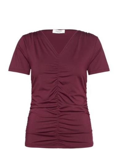 T-Shirt Tops T-shirts & Tops Short-sleeved Burgundy Rosemunde