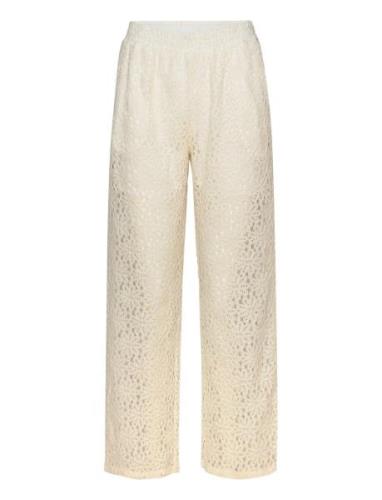 Lace Trousers Bottoms Trousers Straight Leg Cream Rosemunde