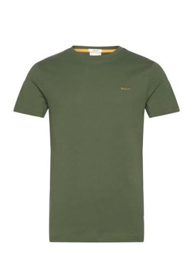 Contrast Logo Ss T-Shirt Tops T-shirts Short-sleeved Green GANT