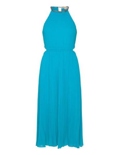 Pleated Cutout Drs Polvipituinen Mekko Blue Michael Kors