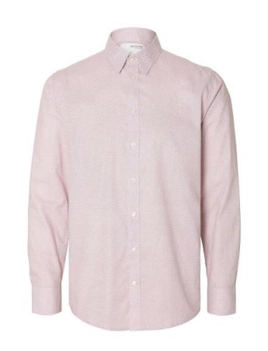 Slhslimsoho-Aop Shirt Ls B Tops Shirts Casual Pink Selected Homme