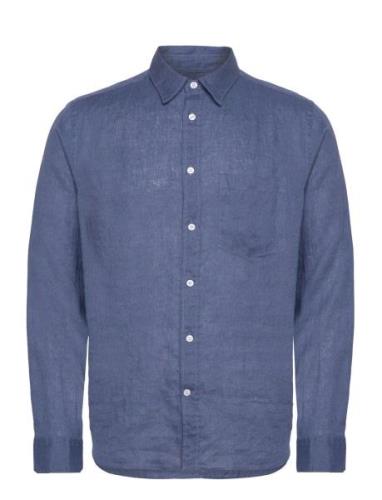 Reg Ls Clean Linen Shirt Designers Shirts Casual Blue J. Lindeberg