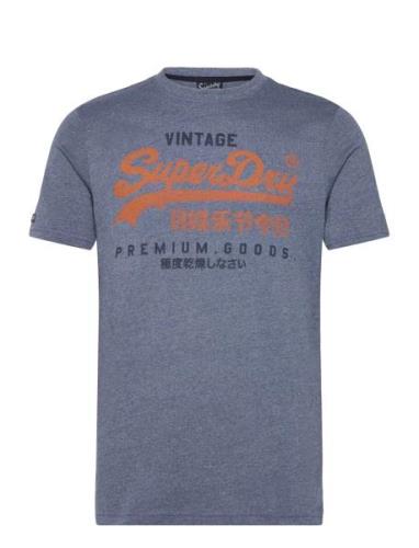 Vl Premium Goods Graphic Tee Tops T-shirts Short-sleeved Blue Superdry