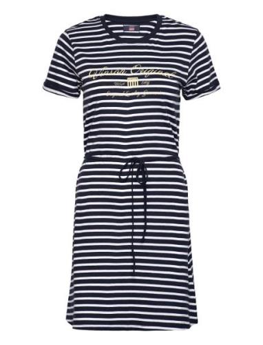 Vin T-Shirt Dress Maika Stripe Lyhyt Mekko Navy VINSON