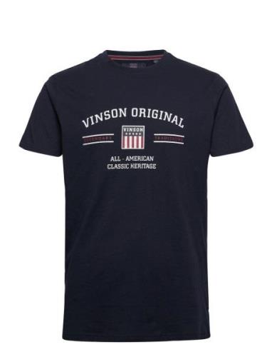 Vin T-Shirt Matt Men Tops T-shirts Short-sleeved Navy VINSON
