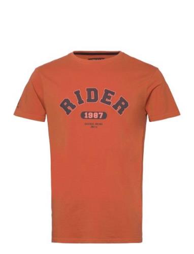 Mcs Tee Graveston Men Tops T-shirts Short-sleeved Orange MCS