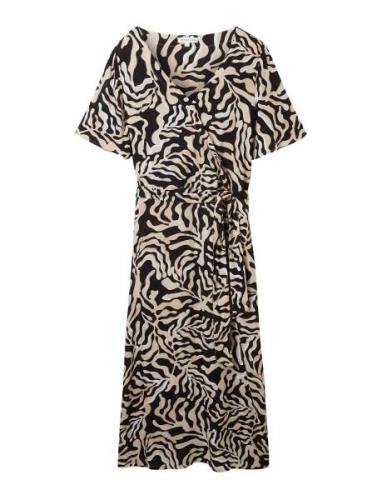 Printed Wrap Dress Polvipituinen Mekko Black Tom Tailor