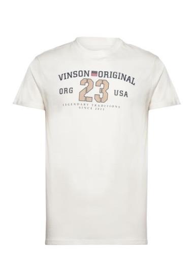 Kooper Reg Sj Vin M Tee Tops T-shirts Short-sleeved Cream VINSON