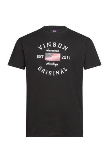 Kaleb Reg Sj Vin M Tee Tops T-shirts Short-sleeved Black VINSON