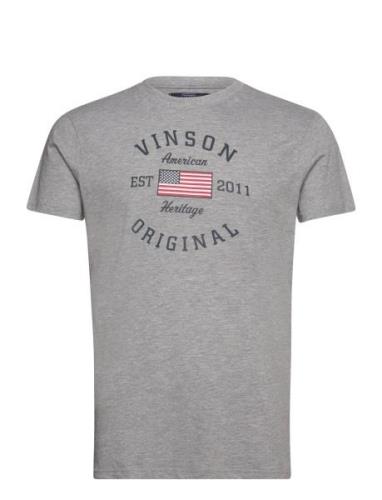 Kaleb Reg Sj Vin M Tee Tops T-shirts Short-sleeved Grey VINSON