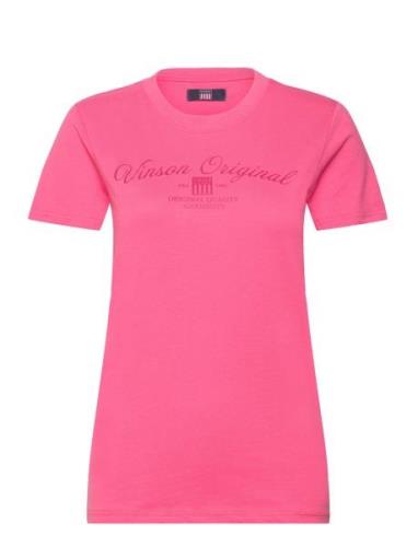 Layla Reg Sj Vin W Tee Tops T-shirts & Tops Short-sleeved Pink VINSON