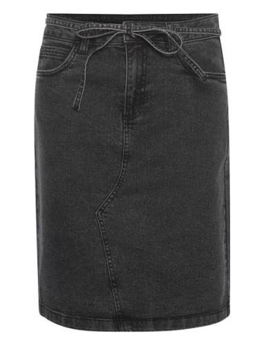 Kagloria Denim Skirt Polvipituinen Hame Grey Kaffe