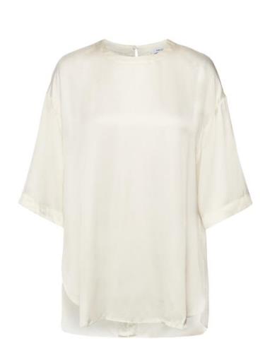 Anya Tops Blouses Short-sleeved Cream Reiss