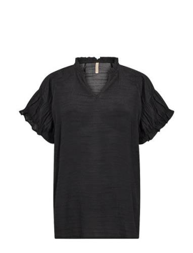 Sc-Calypso Tops Blouses Short-sleeved Black Soyaconcept