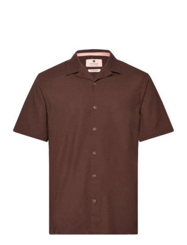 Akleo S/S Cot/Linen Shirt Tops Shirts Short-sleeved Brown Anerkjendt