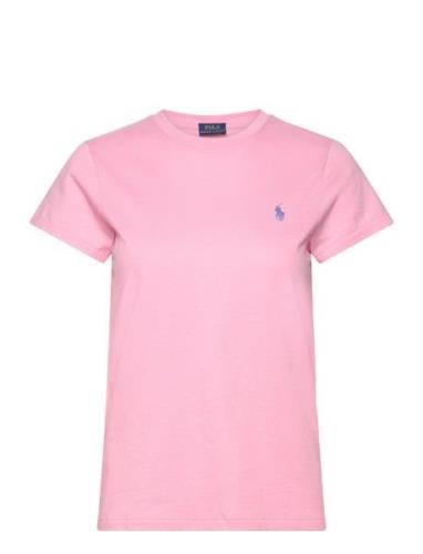 Cotton Jersey Crewneck Tee Tops T-shirts & Tops Short-sleeved Pink Pol...
