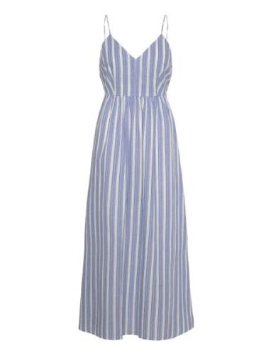 Cut-Out Back Striped Dress Maksimekko Juhlamekko Blue Mango