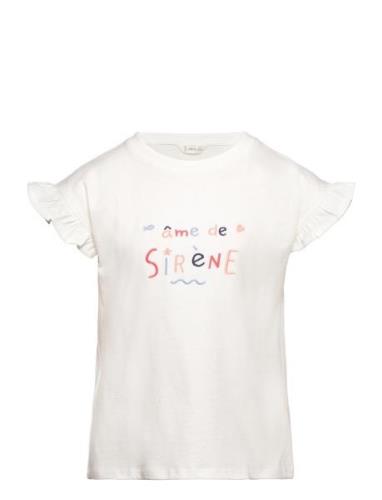 Embroidered Message T-Shirt Tops T-shirts Short-sleeved White Mango