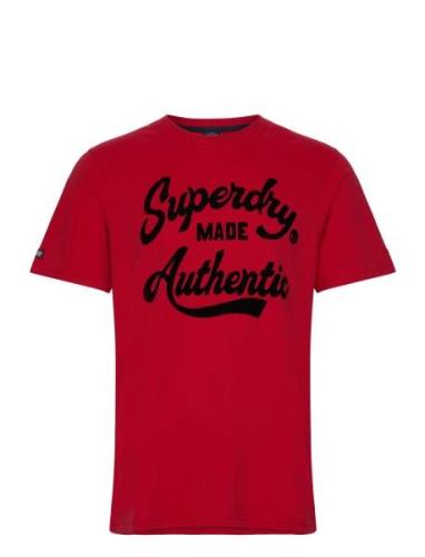 Athletic Script Graphic Tee Tops T-shirts Short-sleeved Red Superdry