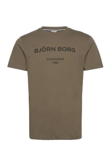 Borg Logo T-Shirt Sport T-shirts Short-sleeved Khaki Green Björn Borg