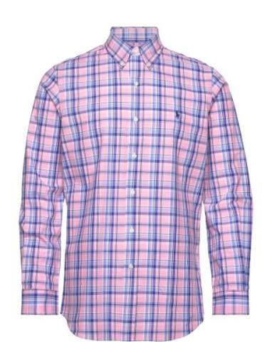 Custom Fit Gingham Stretch Poplin Shirt Tops Shirts Casual Pink Polo R...