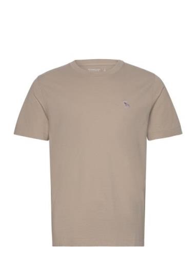 Anf Mens Knits Tops T-shirts Short-sleeved Beige Abercrombie & Fitch
