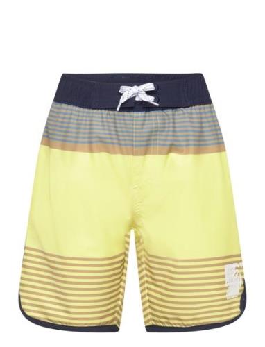 Swim Long Shorts, Striped Uimashortsit Yellow Color Kids