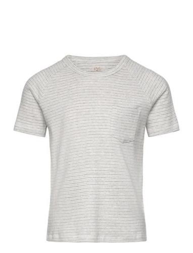 Striped T-Shirt With Pocket Tops T-shirts Short-sleeved Grey Copenhage...