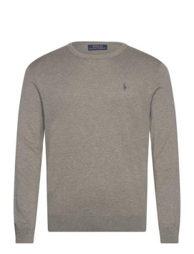 Cotton-Cashmere Crewneck Sweater Tops Knitwear Round Necks Grey Polo R...
