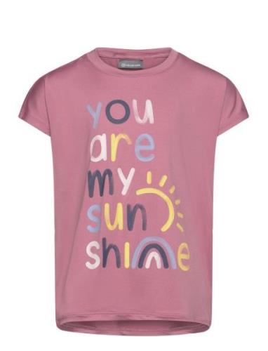 Long T-Shirt W. Print -S/S Tops T-shirts Short-sleeved Pink Color Kids