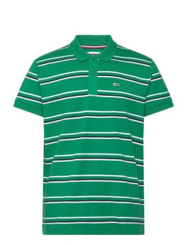 Tjm Reg Essential Stripe Polo Tops Polos Short-sleeved Green Tommy Jea...